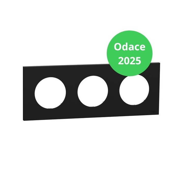 Schneider - Odace 2025 - plaque de finition 3 postes - Noir onyx - Réf : S940706