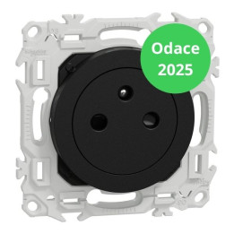 Schneider - Odace 2025 - prise 2P+T affleurante - bornes automatiques - Noir onyx - Réf : S940052