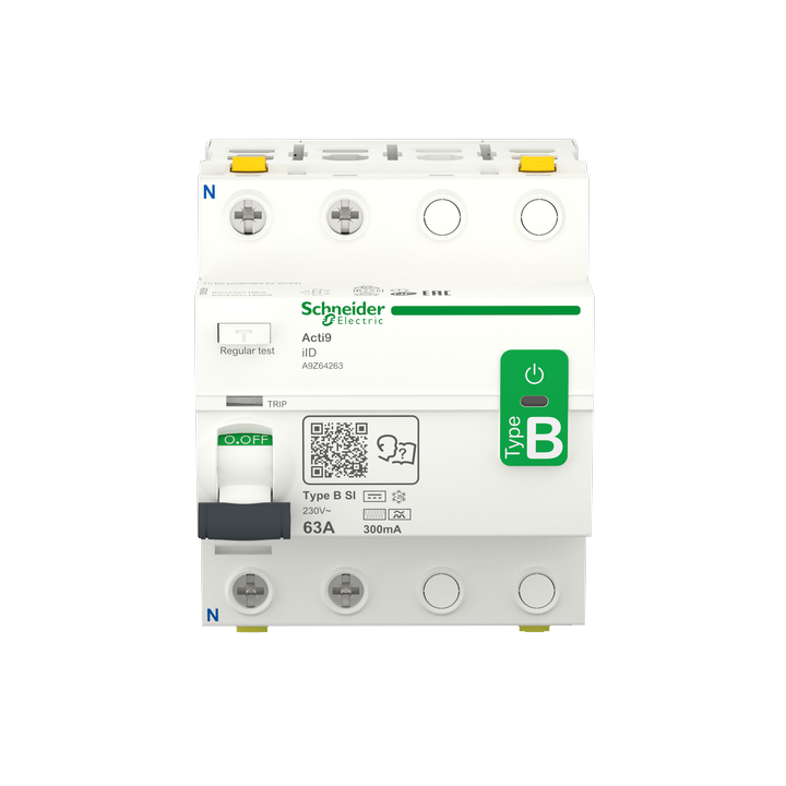 Schneider - Acti9 iID - Interrupteur différentiel - 2P - 63A  - 300ma - Type B-SI - Réf : A9Z64263