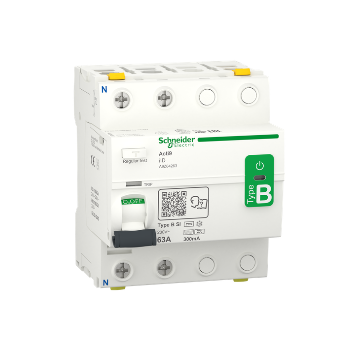Schneider - Acti9 iID - Interrupteur différentiel - 2P - 63A  - 300ma - Type B-SI - Réf : A9Z64263