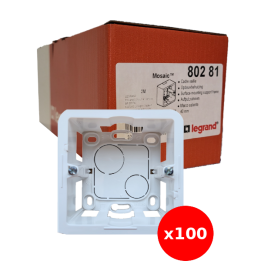 LEGRAND - Mosaic - LOT de 100 Cadres saillie 1 poste - prof 40 - 2 modules - Réf : 080281x100