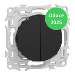 Schneider - Odace 2025 - double va-et-vient ou poussoir - 10AX - noir onyx - Réf : S940214