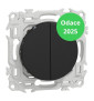 Schneider - Odace 2025 - Double va-et-vient ou poussoir - 10AX - Noir onyx - Réf : S940214