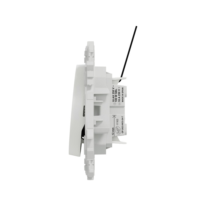 Schneider - Odace 2025 - va-et-vient ou poussoir lumineux/témoin LED verte 0,15mA - 10AX - blanc craie - Réf : S920263