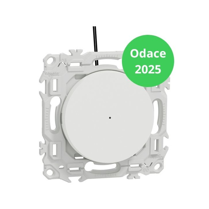 Schneider - Odace 2025 - va-et-vient ou poussoir lumineux/témoin LED verte 0,15mA - 10AX - blanc craie - Réf : S920263