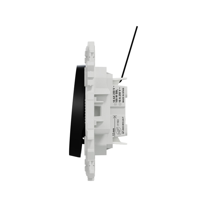 Schneider - Odace 2025 - va-et-vient ou poussoir lumineux/témoin LED verte 0,15mA - 10AX - noir onyx - Réf : S940263
