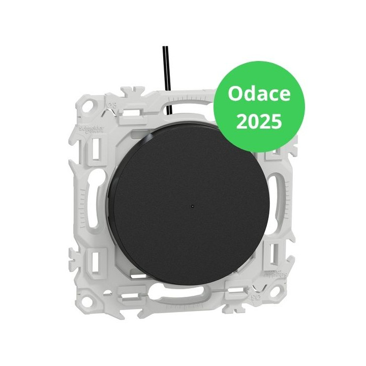 Schneider - Odace 2025 - va-et-vient ou poussoir lumineux/témoin LED verte 0,15mA - 10AX - noir onyx - Réf : S940263