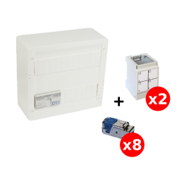 Legrand - Coffret VDI GRADE 2 avec brassage STP - 8 RJ45 / TV 2 sorties - Réf : 413248 + 413183x4 + 413180