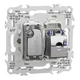 Schneider - Odace 2025 - prise mixte RJ45 Cat.6 STP + TV - blanc craie - Réf : S920141