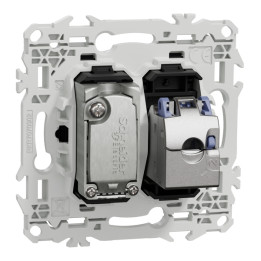 Schneider - Odace 2025 - prise mixte RJ45 Cat.6 STP + TV - noir onyx - Réf : S940141