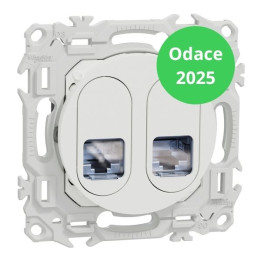 Schneider - Odace 2025 - prise double RJ45 - Cat6 STP grade 2TV min à grade 3TV - blanc craie - Réf : S920486