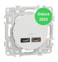 Schneider - Odace 2025 - Chargeur double USB type C+C - 21W Power Delivery - Blanc craie - Réf : S920401
