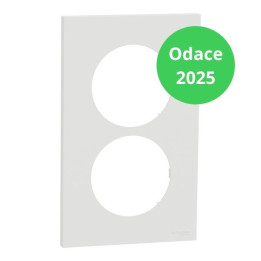 Schneider - Odace 2025 - plaque de finition 2 postes entraxe spécifique 57mm - Blanc craie - Réf : S920714