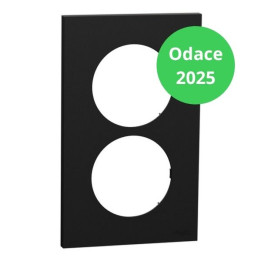 Schneider - Odace 2025 - plaque de finition 2 postes entraxe 57mm - noir onyx - Réf : S940714