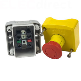 Schneider - boite jaune arrêt urgence rouge - pousser tourner - 1F+1O - Ø40 - Réf : XALK178E
