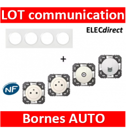 Legrand Dooxie - Lot plaque quadruple + 2 PC + 1 prise TV + 1 prise RJ45 Cat.6 STP complet