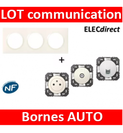 Legrand Dooxie - Lot plaque triple + PC + 1 prise TV + 1 prise RJ45 Cat.6 STP complet