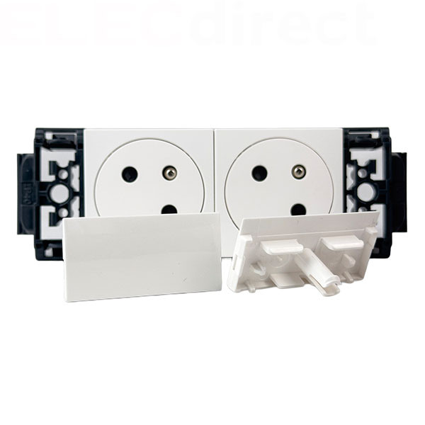 Legrand - Prise pour goulotte 2x2P+T - 4M - Blanc - Mosaic - Réf : 077102L