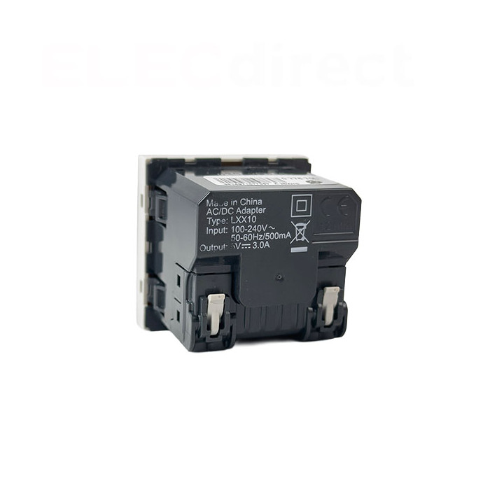 Legrand - Prise USB Type-A + USB Type-C - 3A - 15W - 2 modules - Blanc - Mosaic Link - Réf : 077570L