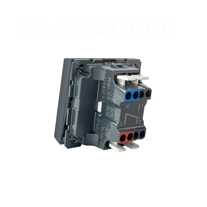 Legrand - Interrupteur ou va-et-vient Easy LED- 10AX - 250V~ - 2 modules - Noir Mat - Mosaic - Réf : 079111L