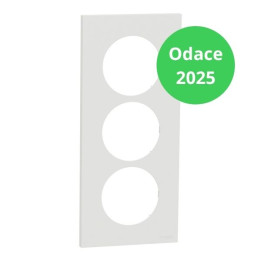 Schneider - Odace 2025 - plaque de finition 3 postes entraxe spécifique 57mm - Blanc craie - Réf : S920716