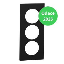 Schneider - Odace 2025 - plaque de finition 3 postes entraxe 57mm - noir onyx - Réf : S940716