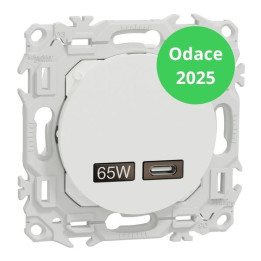 Schneider - Odace 2025 - chargeur USB-C 65W - forte puissance et charge rapide - blanc craie - Réf : S920406