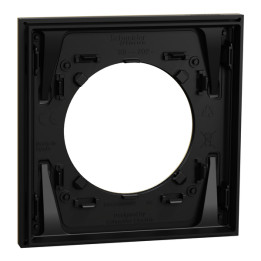 Schneider - Odace Métal 2025 - plaque de finition 1 poste - Effet laiton support noir - Réf : S916702