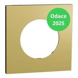 Schneider - Odace Métal 2025 - plaque de finition 1 poste - Effet laiton support noir - Réf : S916702