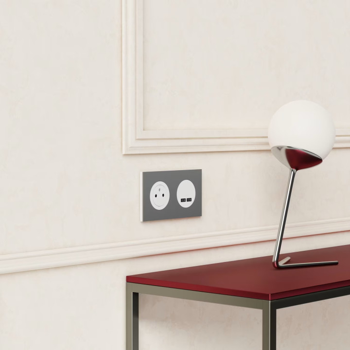 Schneider - Odace 2025 - chargeur double USB type C+C - 21W Power Delivery - Blanc craie - Réf : S920401
