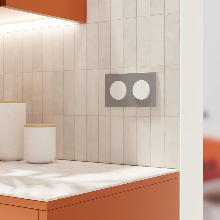 Schneider - Odace 2025 - va-et-vient ou poussoir lumineux/témoin LED verte 0,15mA - 10AX - Blanc craie - Réf : S920263