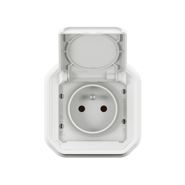 Legrand Plexo prise 2P+T étanche IP55 IK08 gris Réf 070034L vue de dos
