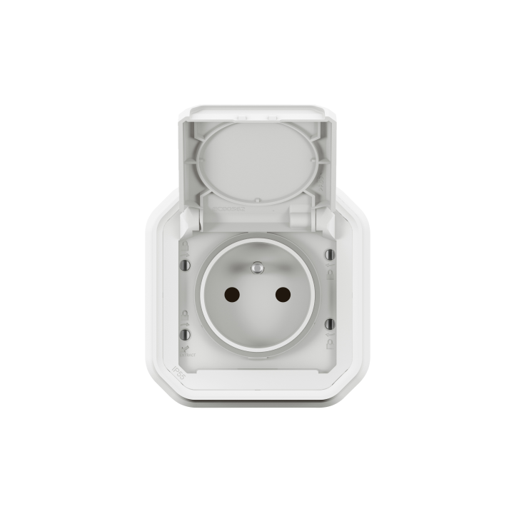 Legrand - Plexo L - Prise de courant 2P+T - 16A - Encastré - Blanc - IP55/IK08 - Réf : 069621L + 069692L