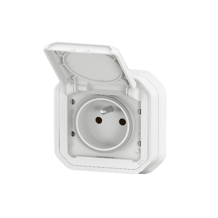Legrand - Plexo L - Prise de courant 2P+T - 16A - Encastré - Blanc - IP55/IK08 - Réf : 069621L + 069692L