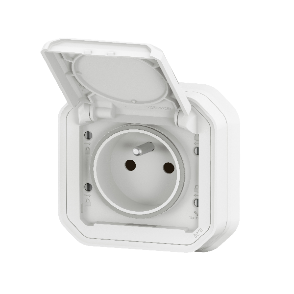 Legrand - Plexo L - Prise de courant 2P+T - 16A - Encastré - Blanc - IP55/IK08 - Réf : 069621L + 069692L