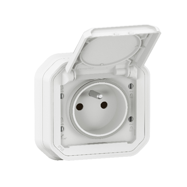 Legrand - Plexo L - Prise de courant 2P+T - 16A - Encastré - Blanc - IP55/IK08 - Réf : 069621L + 069692L