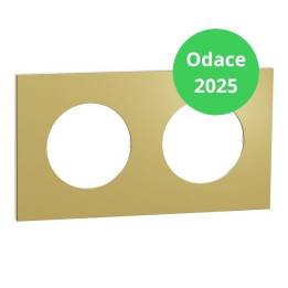 Schneider - Odace Métal 2025 - plaque de finition 2 poste - Effet laiton support blanc - Réf : S911704