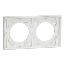 Schneider - Odace Métal 2025 - plaque de finition 2 poste - Effet laiton support blanc - Réf : S911704