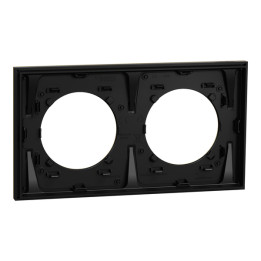 Schneider - Odace Métal 2025 - plaque de finition 2 poste - Effet laiton support noir - Réf : S916704