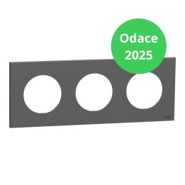 Schneider - Odace 2025 - plaque de finition 3 postes - Gris basalte - Réf : S904706