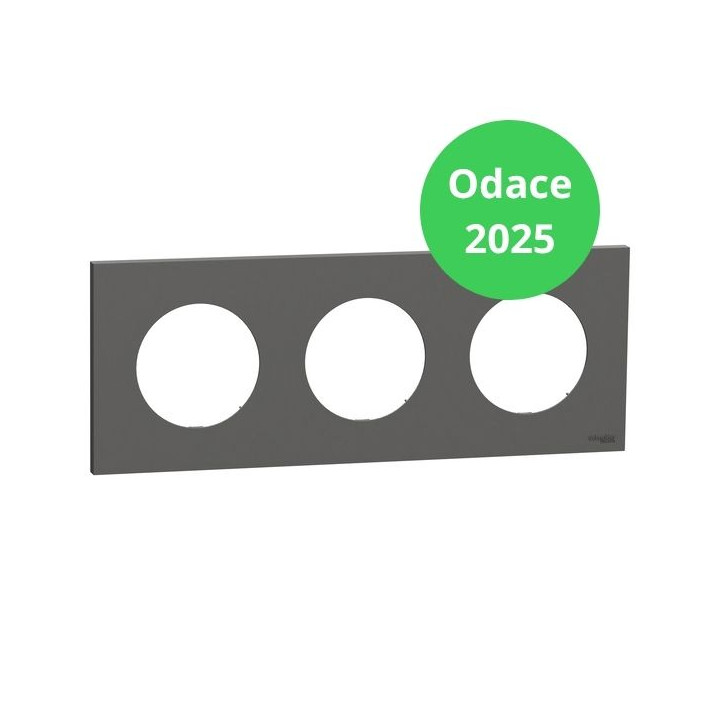 Schneider - Odace 2025 - plaque de finition 3 postes - Gris basalte - Réf : S904706
