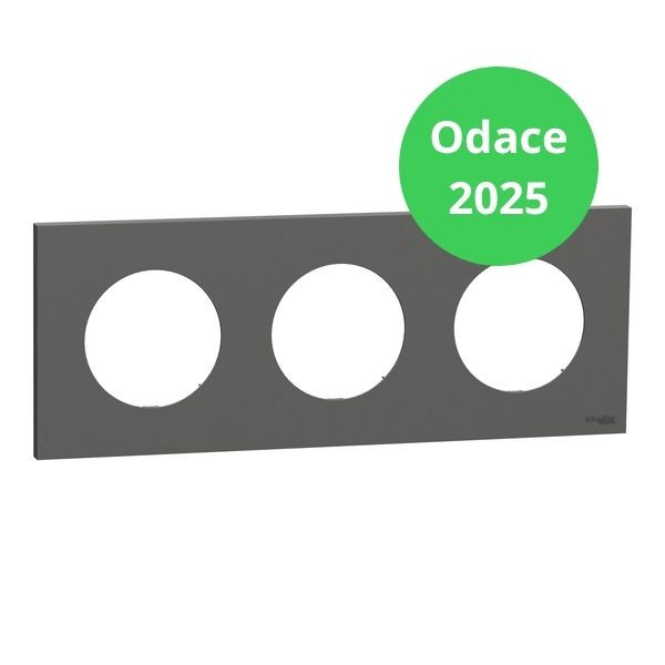 Schneider - Odace 2025 - plaque de finition 3 postes - Gris basalte - Réf : S904706