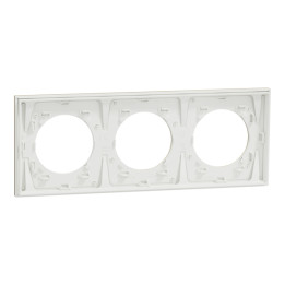 Schneider - Odace Métal 2025 - plaque de finition 3 postes - Effet laiton support blanc - Réf : S911706