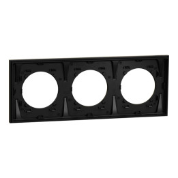 Schneider - Odace Métal 2025 - plaque de finition 3 postes - Effet laiton support noir - Réf : S916706