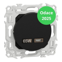Schneider - Odace 2025 - chargeur USB-C 65W - forte puissance et charge rapide - Noir onyx - Réf : S940406