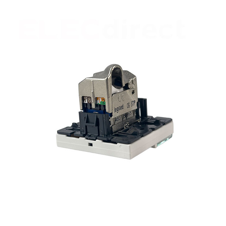Legrand - Mosaic - Prise RJ 45 - Cat.6 - STP - Blindage métal - 2 modules - Blanc - Réf : 076566