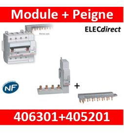 Legrand - Module de raccordement par peigne produit tête de groupe 4P + Peigne HX3 - 406301+405201