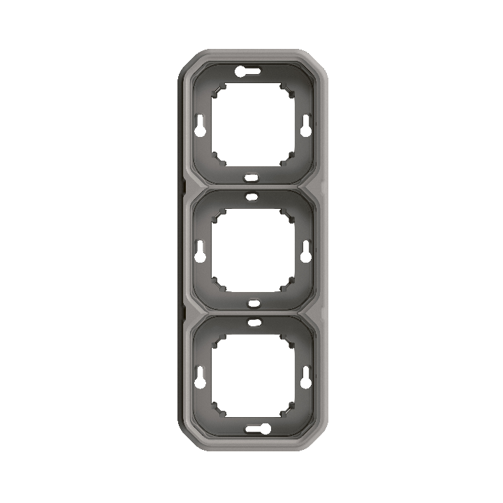 Legrand - Plexo L - Support plaque étanche - Encastré - 3 postes - Horizontal ou vertical - Gris - Réf : 069687L