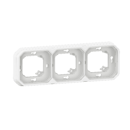 Legrand - Plexo L - Support plaque étanche - Encastré - 3 postes - Horizontal ou vertical - Blanc - Réf : 069698L