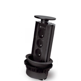 GTV Lighting - Multiprise encastrable fiØ100 mm - 3 x 2P+T - Noir - Réf.: AE-BPW3GU-20